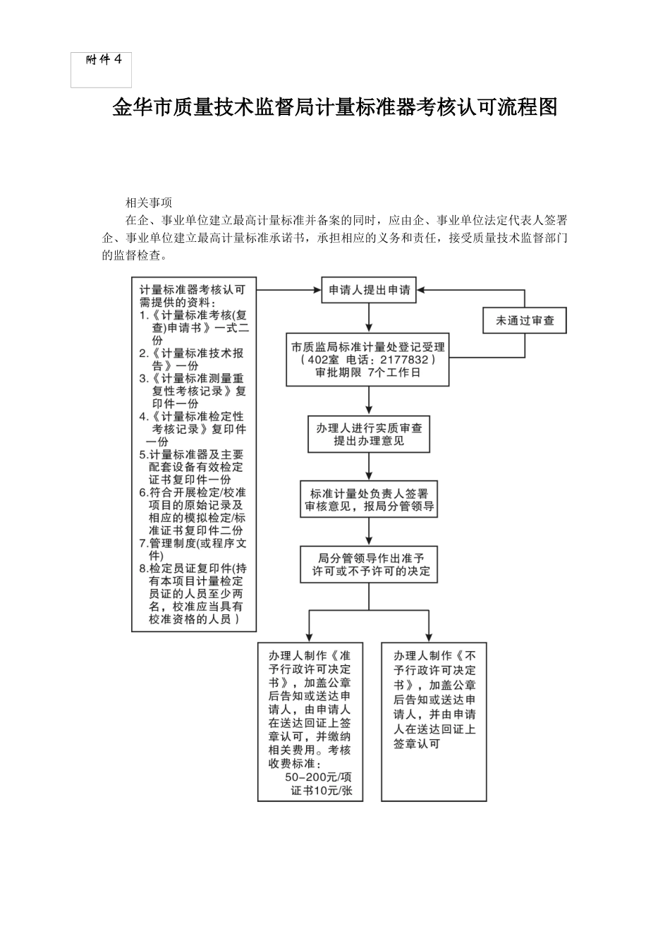 金华市质量技术监督局计量标准器考核认可流程图_第1页