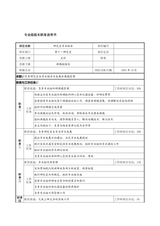 航材院第十一研究室专业组组长职务说明书
