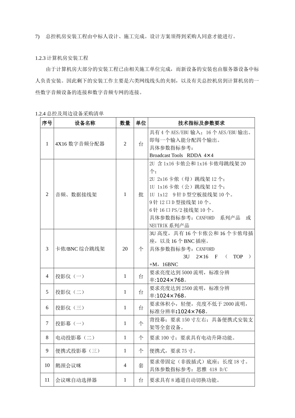 佛山电台制播系统集成及附属设备的主要技术参数：_第3页