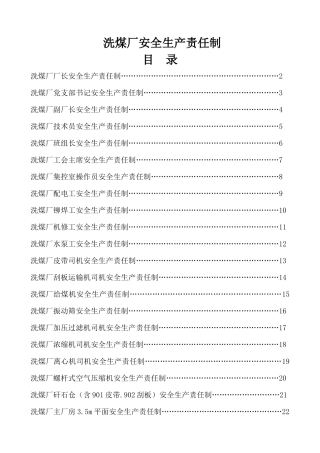 洗煤厂安全生产岗位责任制(很全)