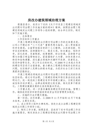 房改办建筑领域治理实施方案