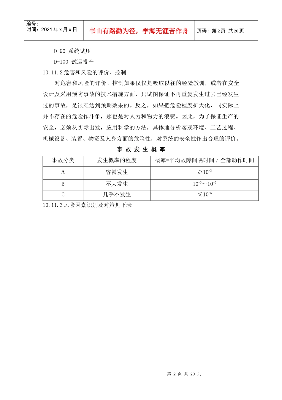 施工项目风险管理计划_第2页