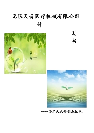 无限天音医疗机械有限公司创业计划书