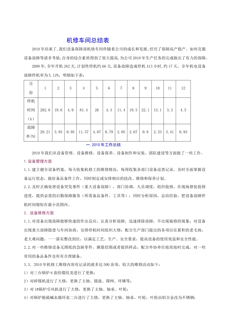 机修车间总结表_第1页