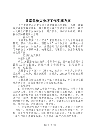 县紧急救灾救济工作方案