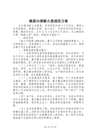 镇委办清剿火患战役实施方案