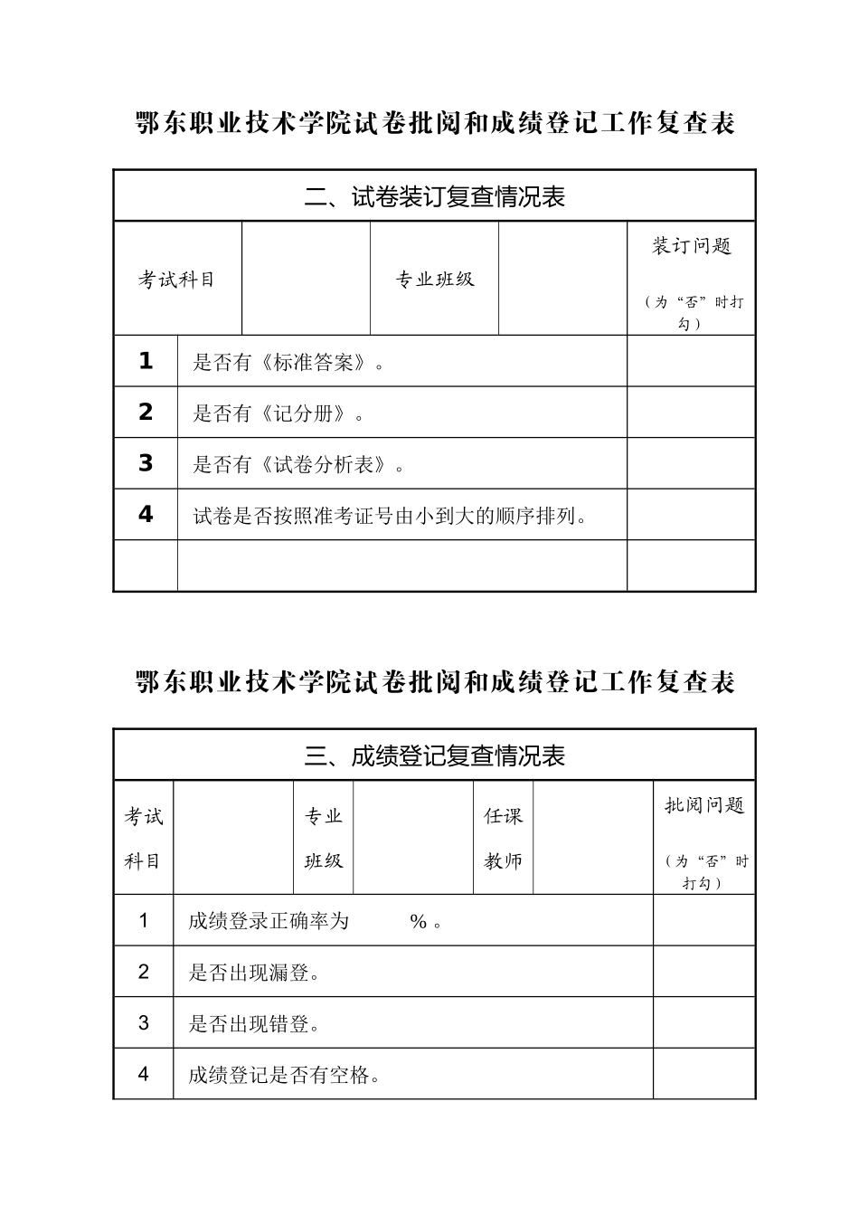 鄂东职业技术学院试卷批阅和成绩登记工作规范_第3页