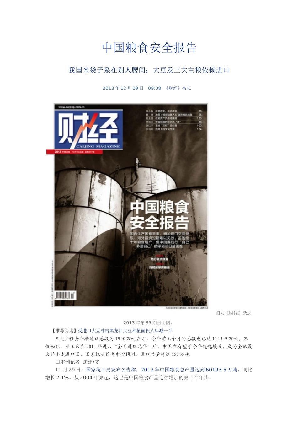 中国粮食安全报告_第1页