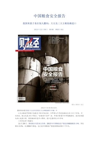 中国粮食安全报告