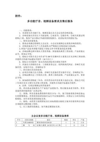 hx200912502（多功能厅音、视频设备）（附件）