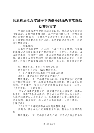 县农机局党总支班子党的群众路线教育实践活动整改实施方案