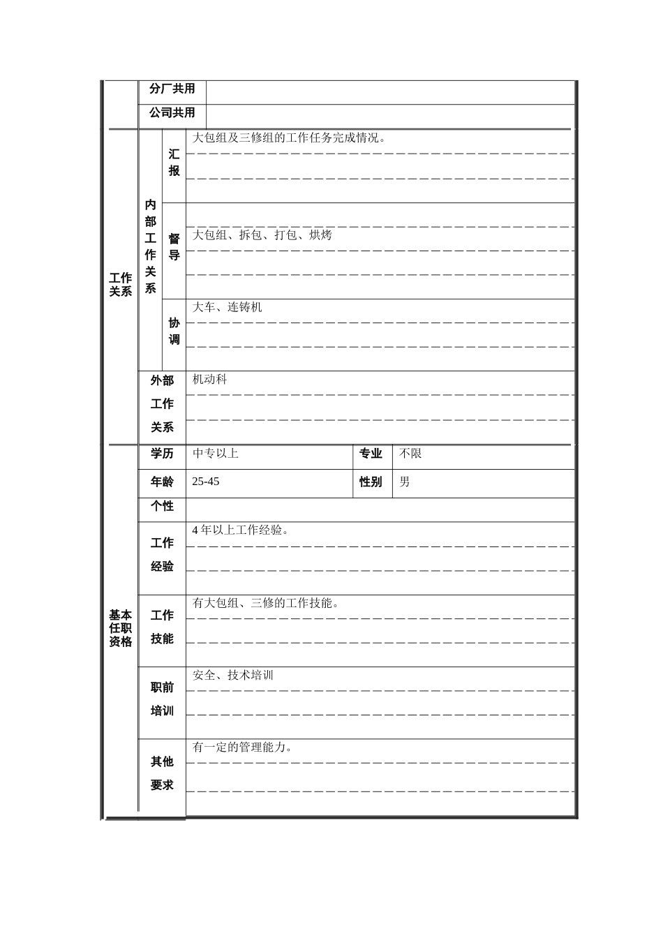 大包大班长职位说明书_第2页