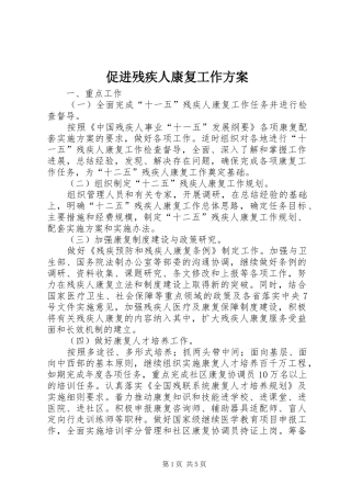促进残疾人康复工作实施方案
