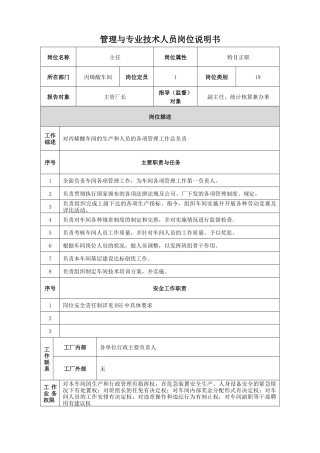 丙烯酸车间岗位说明书