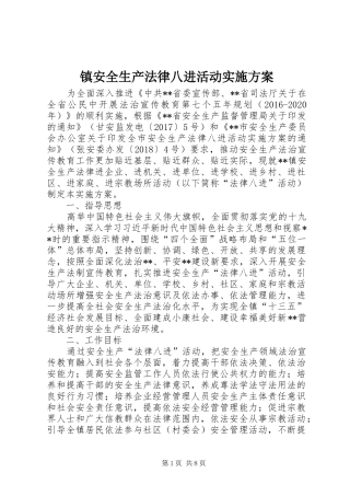 镇安全生产法律八进活动方案