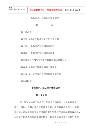 无形资产、其他资产管理办法
