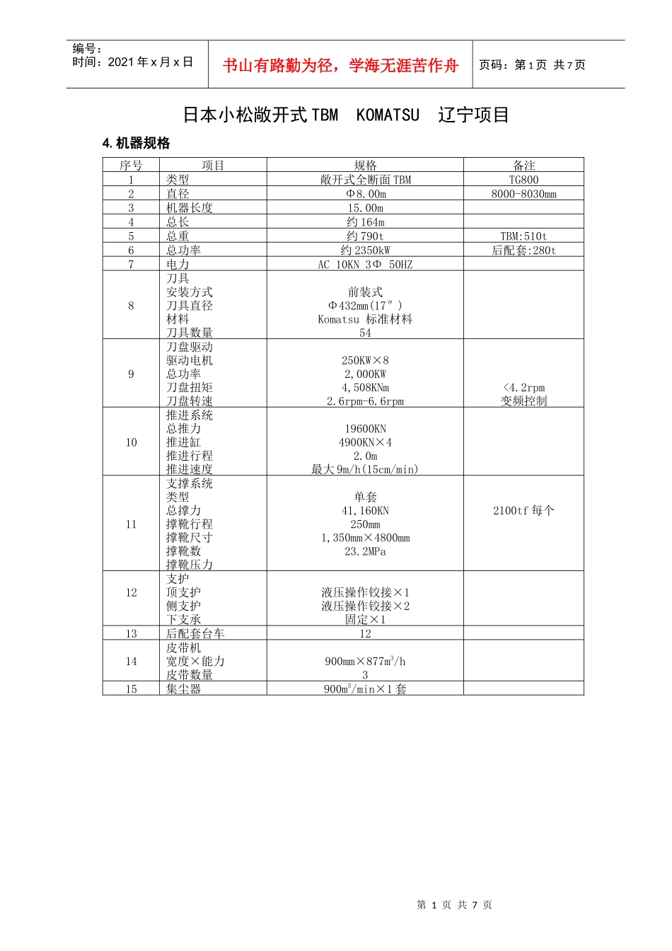 日本小松敞开式TBMKOMATSU项目管理知识分析_第1页