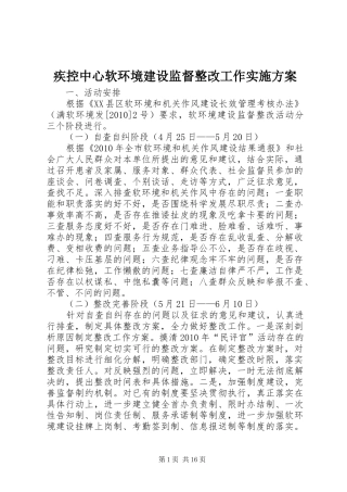 疾控中心软环境建设监督整改工作方案