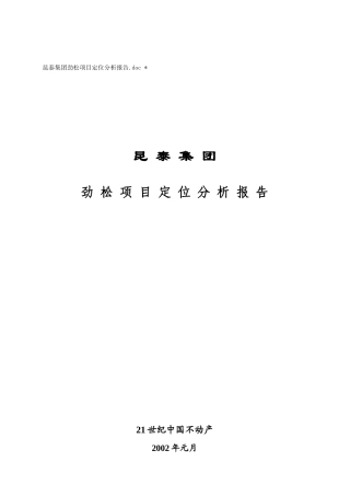 昆泰集团XX项目定位分析报告
