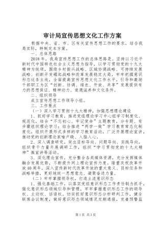 审计局宣传思想文化工作实施方案
