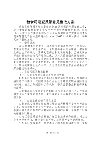 粮食局巡查反馈意见整改实施方案