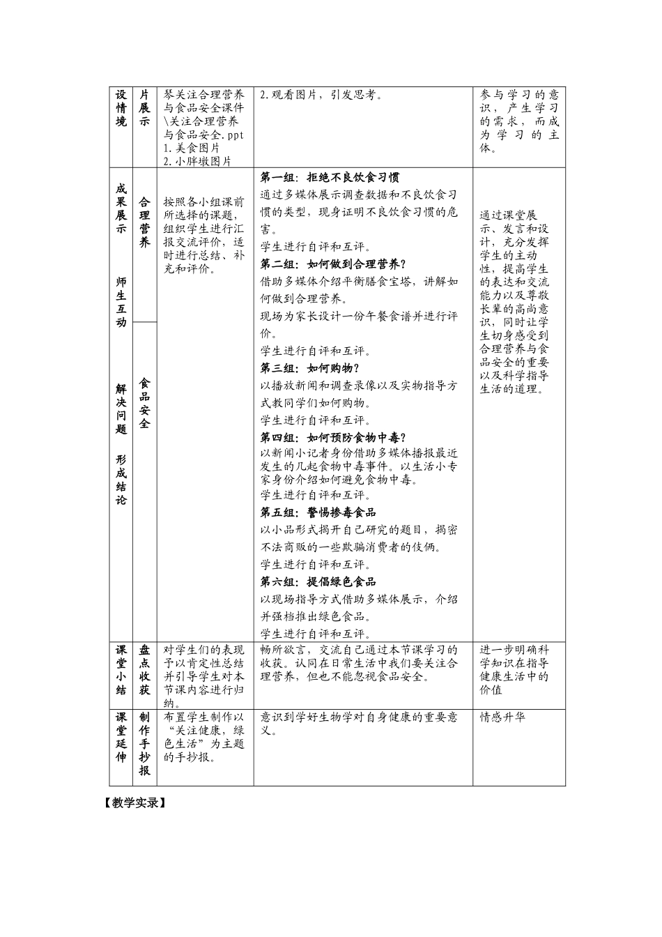 粘贴关注合理营养与食品安全教学设计_第2页