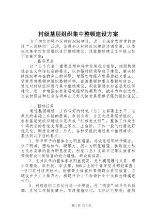 村级基层组织集中整顿建设实施方案