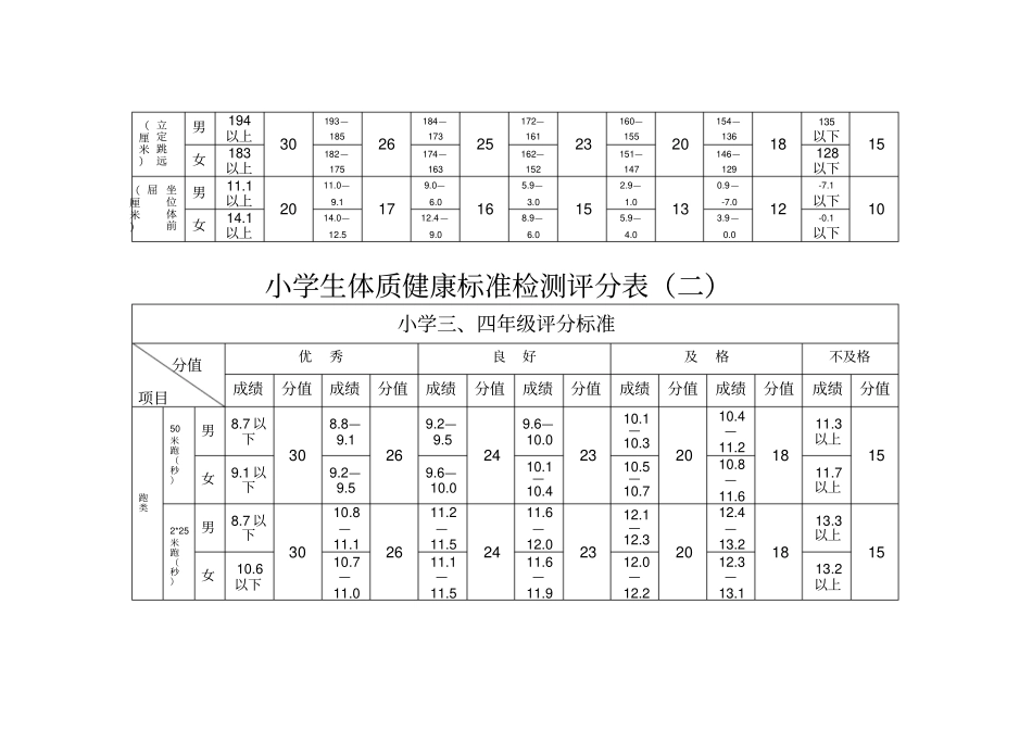 小学生体质健康标准检测评分表_第3页