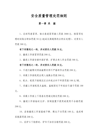 安全质量管理处罚细则