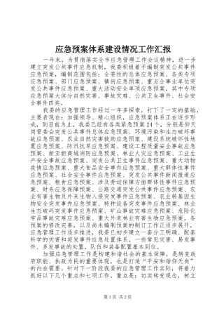 应急处置预案体系建设情况工作汇报