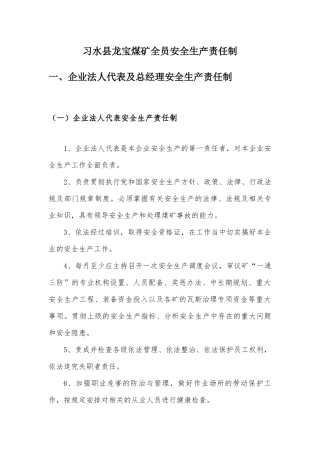 全员安全生产责任制