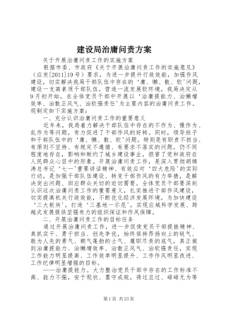 建设局治庸问责实施方案