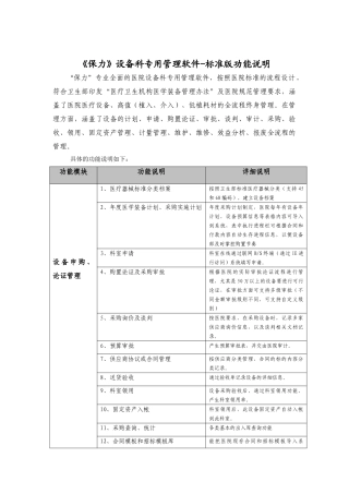 《保力设备科管理软件》-全套功能说明(18页)