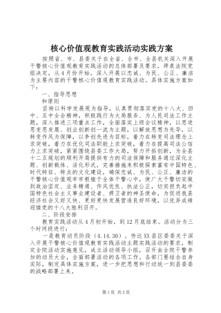 核心价值观教育实践活动实践实施方案