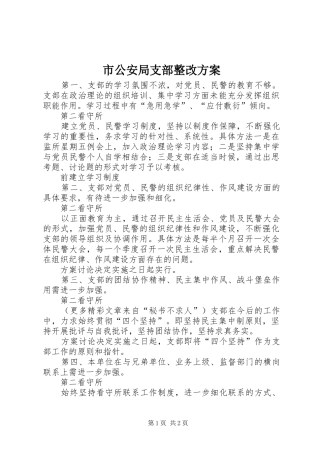 市公安局支部整改实施方案
