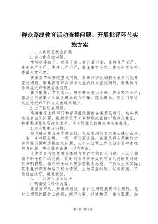 群众路线教育活动查摆问题、开展批评环节方案