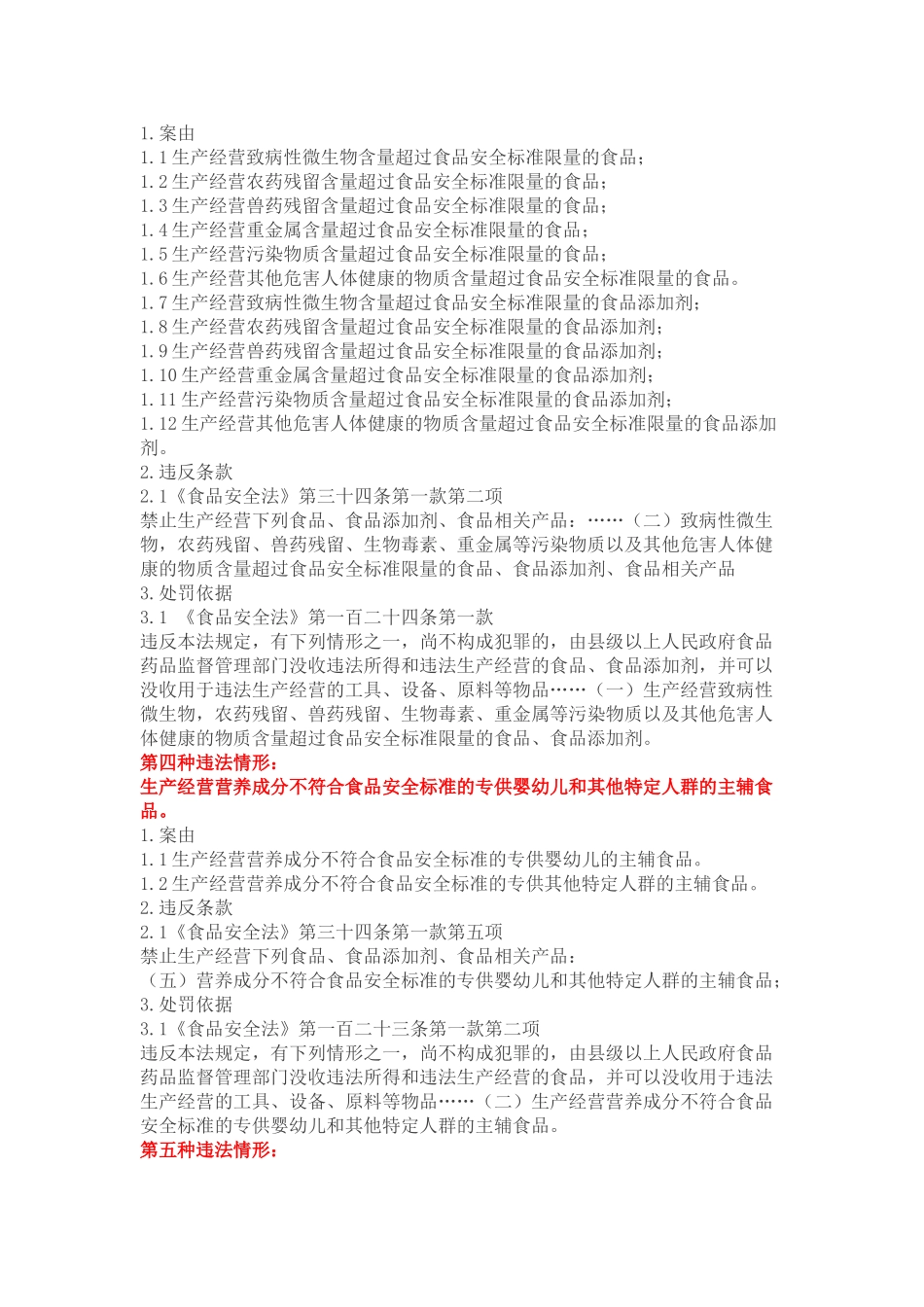 食品安全行政处罚案由及处罚依据汇总_第2页