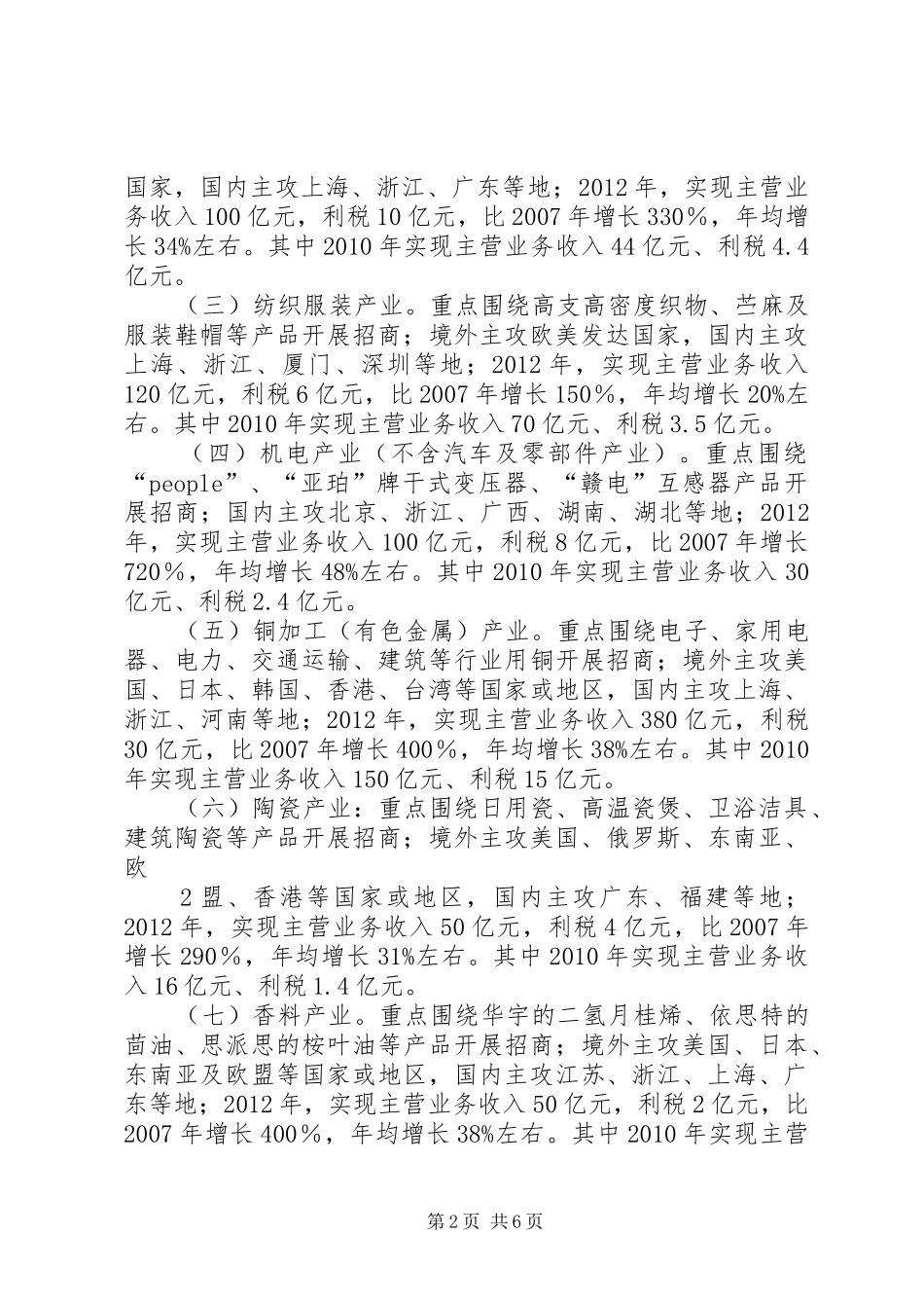 XX市重点产业招商工作实施方案_第2页