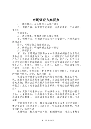 市场调查实施方案要点