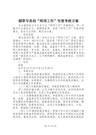 烟草专卖局“两项工作”年度考核实施方案