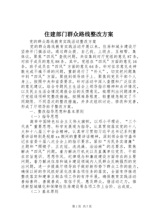 住建部门群众路线整改实施方案