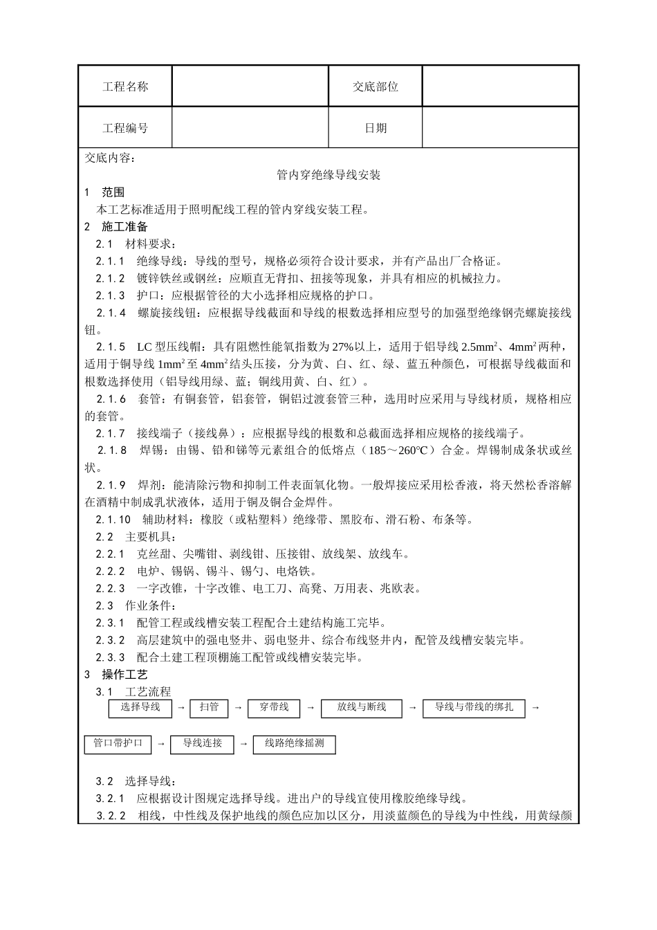 管内穿绝缘导线安装工艺_第1页