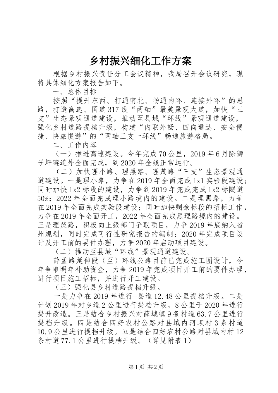乡村振兴细化工作实施方案_第1页