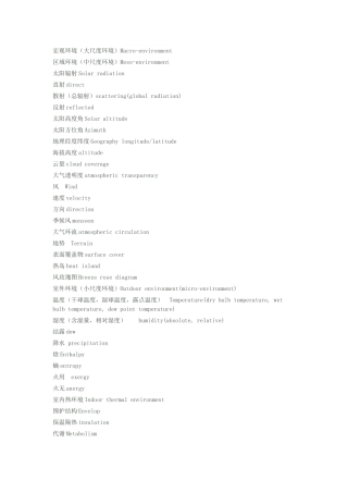 建筑环境与设备工程专业英语词汇