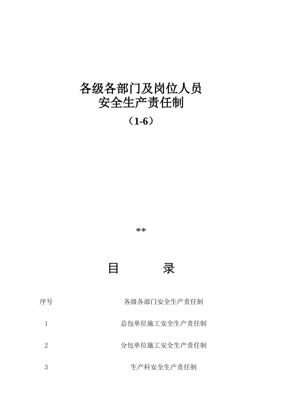 某公司各级各部门及岗位人员安全生产责任制汇编_第1页