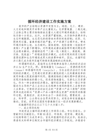 循环经济建设工作方案