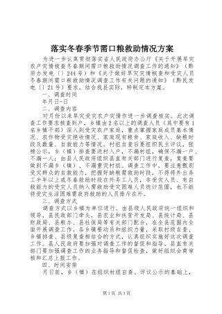 落实冬春季节需口粮救助情况实施方案