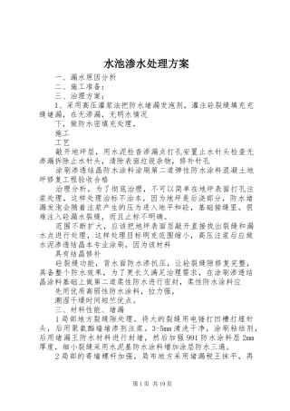 水池渗水处理实施方案