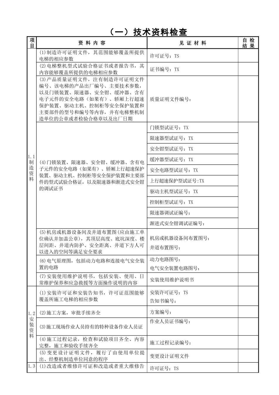 曳引驱动电梯施工自检报告1968302121_第3页