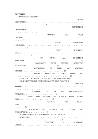 国际著名酒店娱乐部程序(英文)（目录）ACTIVITIES